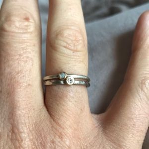 Stackable set: diamond and opal rings